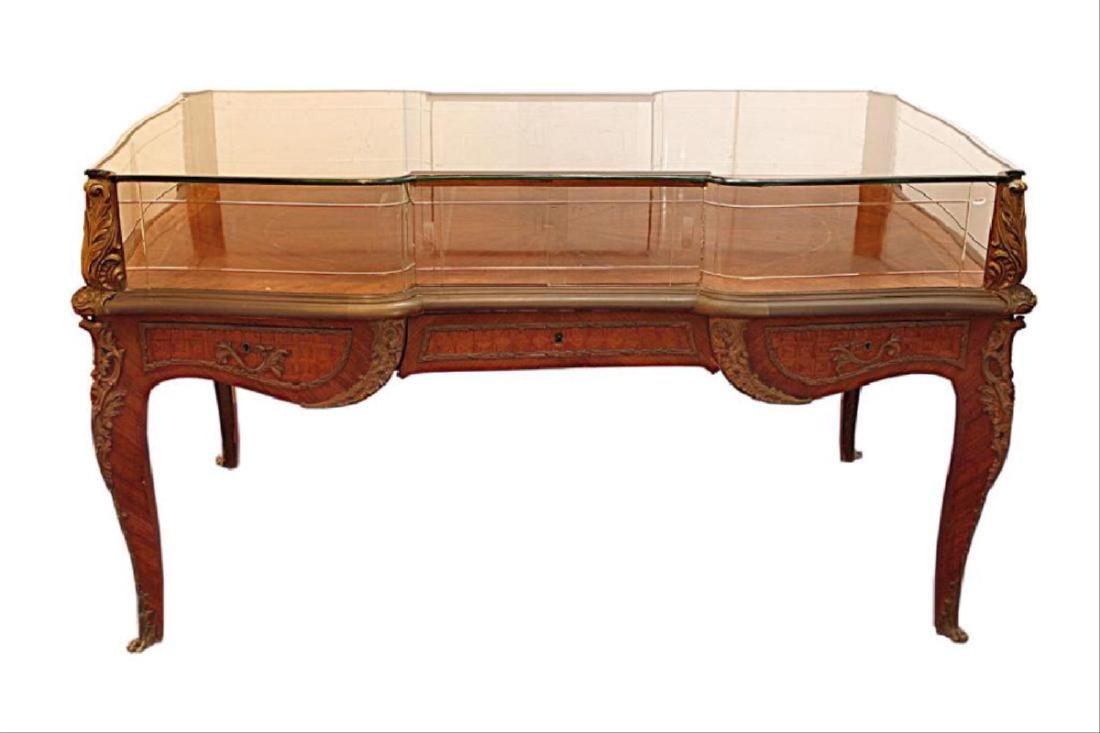 19Th C. French Display Cabinet Table: 19Th C. French Display Cabinet Table Vitrine Commode. Measures L: 58 1/2 In. X W: 31 1/2 In. X H: 32 1/4 In.