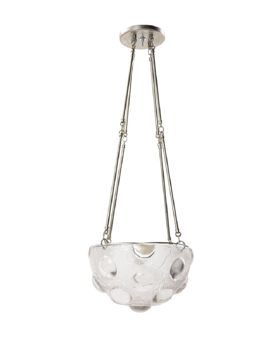 A Lalique ''Soleil'' art glass hanging light fixture (1 of 2)