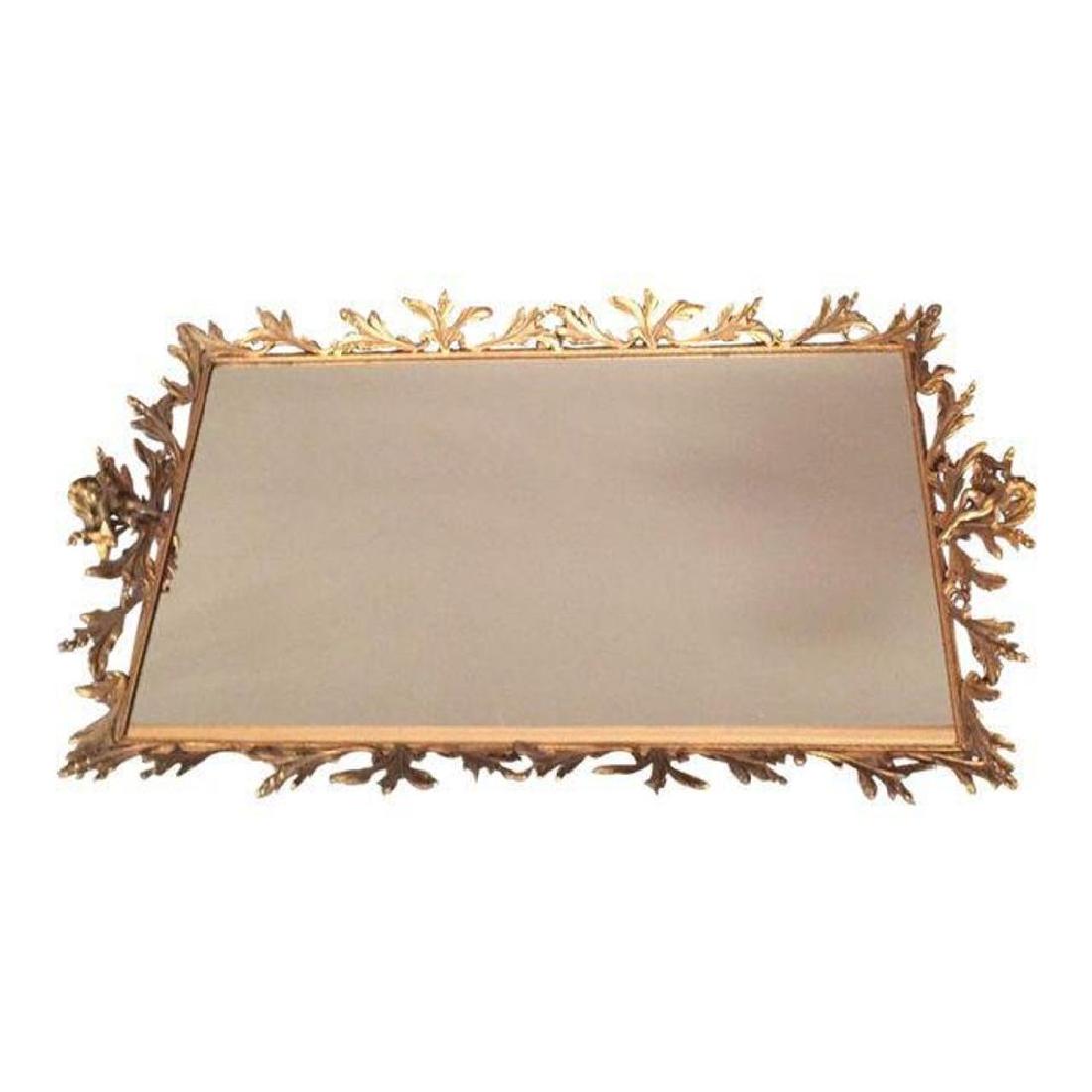 Antique French Mirror Brass Tray (1 of 4)