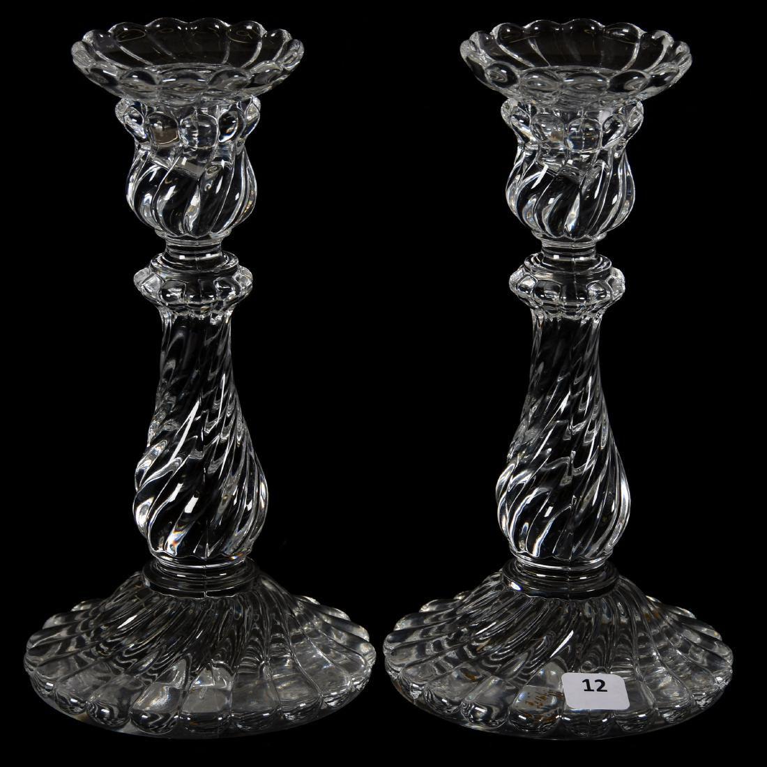 Pair Candlesticks Signed Baccarat 9" (1 of 2)