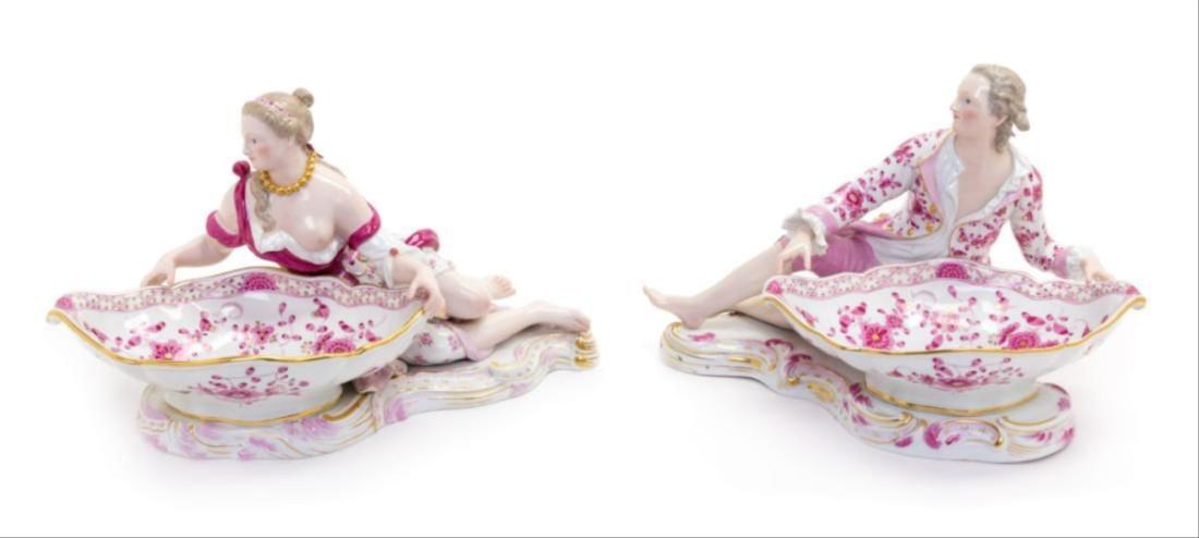 A Pair Of Meissen Porcelain Figural Sweetmeat Dishes (1 of 1)