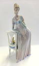 Lladro Figurine Lady Empire With Tall Chair & Dog