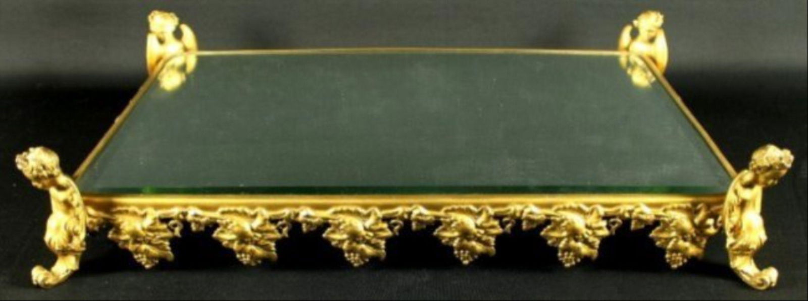 Gilt Bronze Frame Mirrored Vanity Tray (1 of 4)