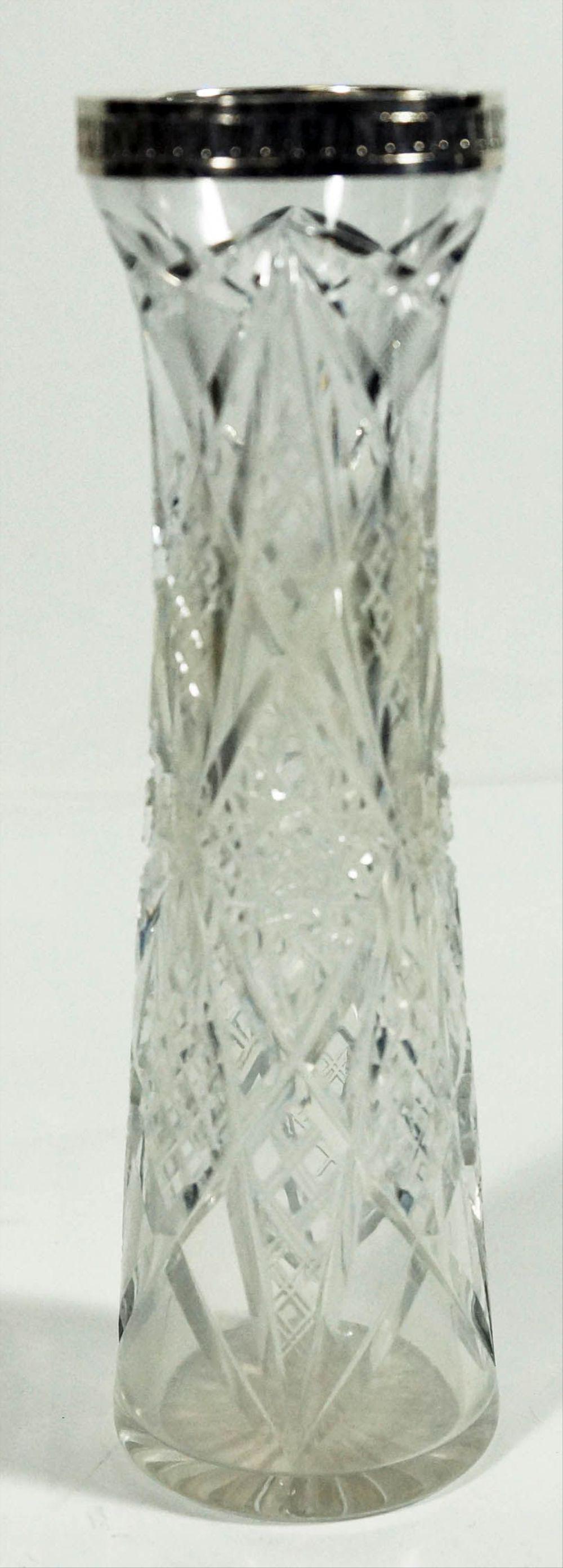 Silver Mounted American Brilliant Cut Glass Vase (1 of 3)