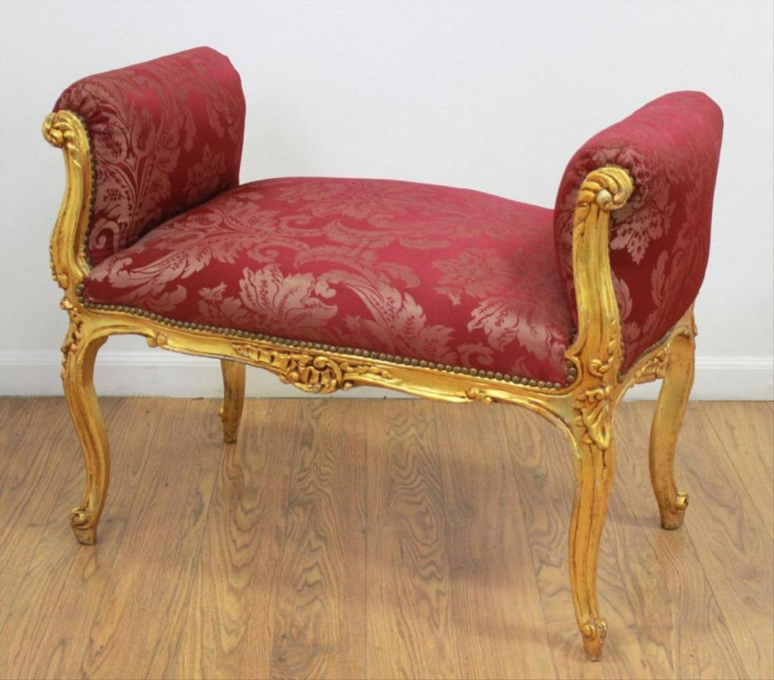 For Auction Louis Xv Style Window Bench With Red Damask Nan On
