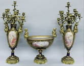 3 Piece 19Th Century Sevres Candelabra Set