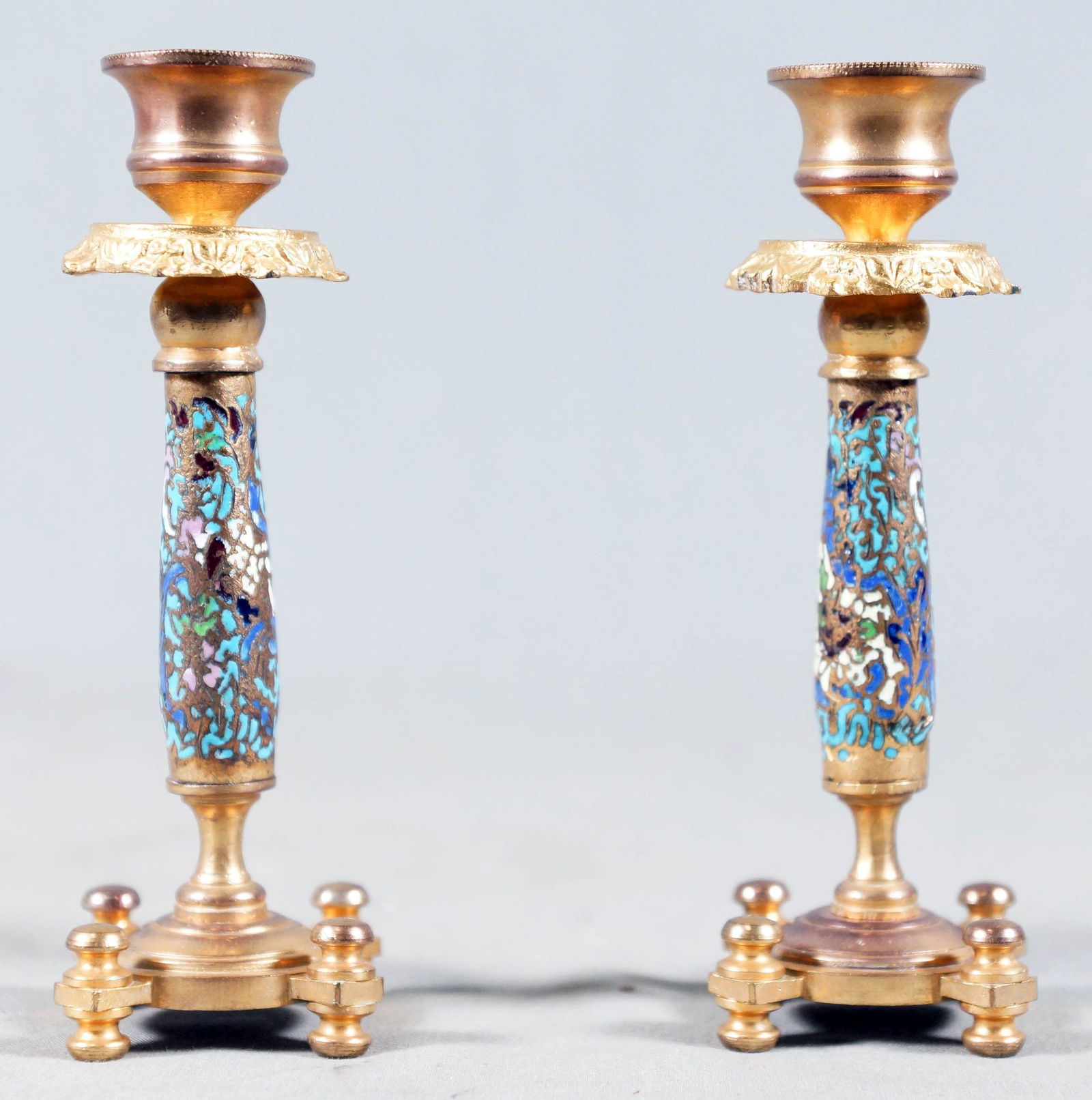 French Gilt Bronze Champleve Enamel Pair Of (1 of 4)