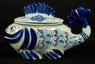 Russian Porcelain Fish Container With Cover.