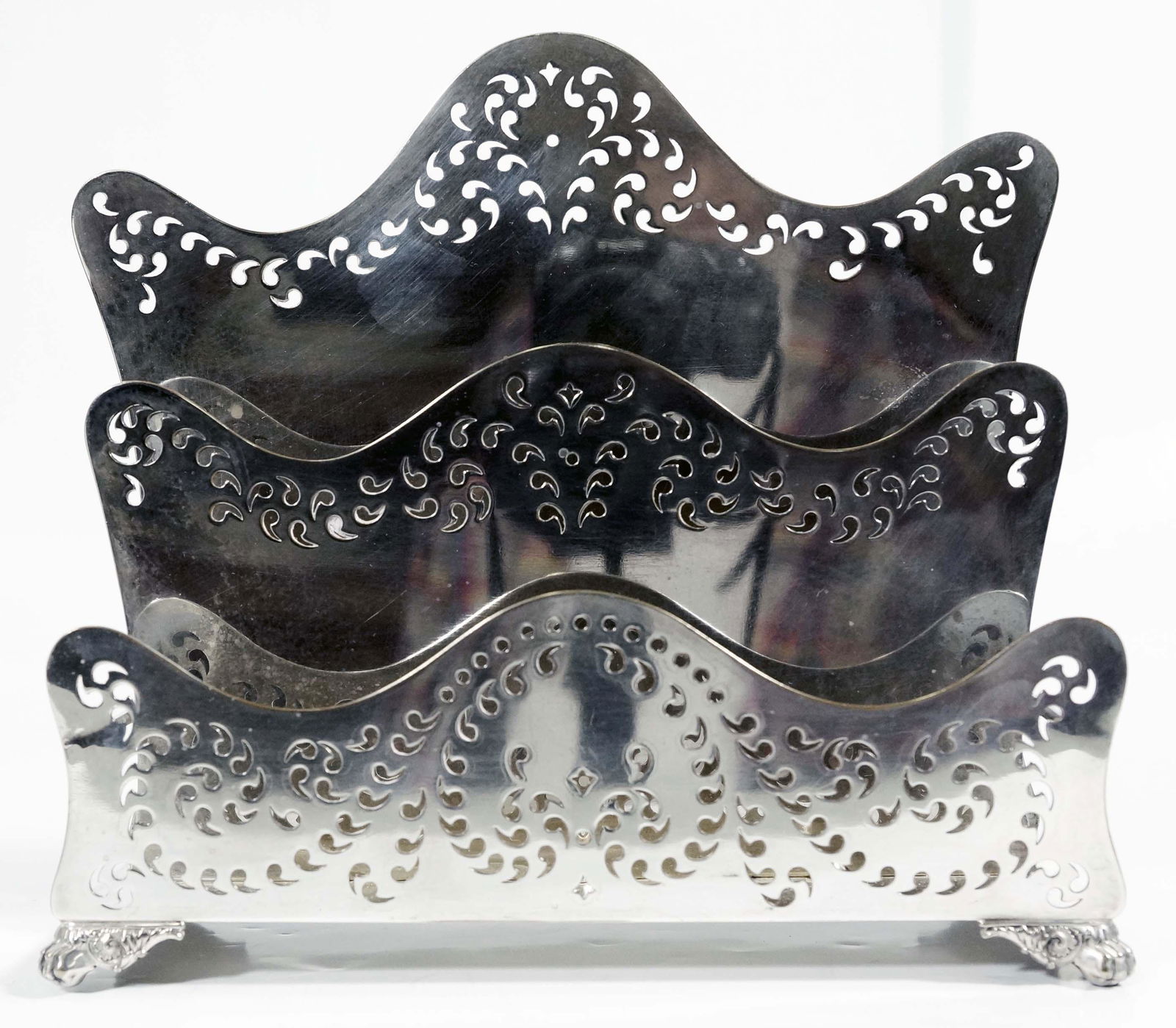 Tiffany Silverplated Letter Holder: 10" H 10" W 3.5" D