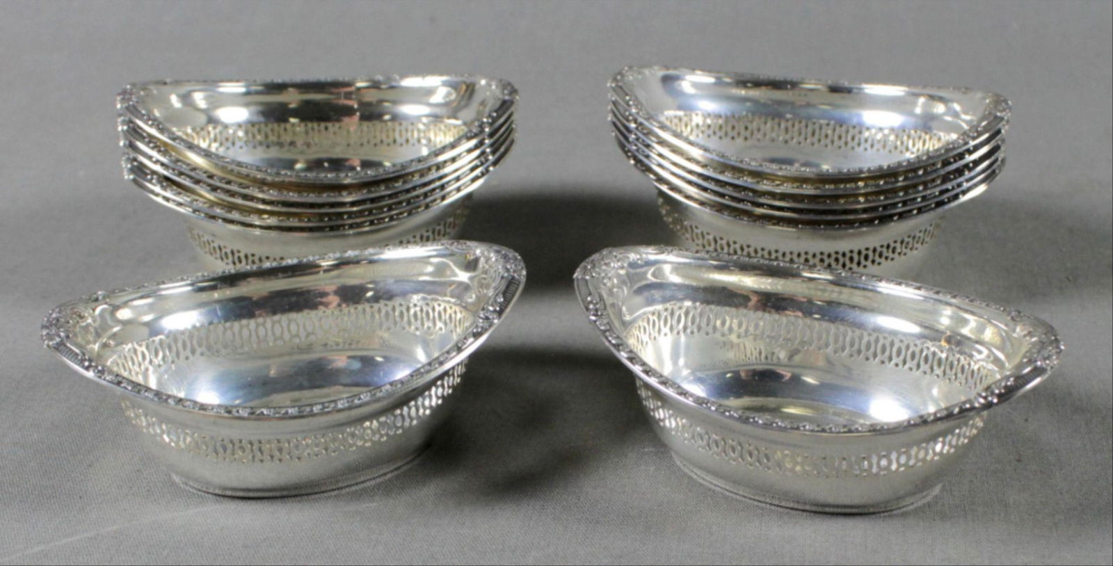Set Of 12 Sterling Silver Salt Trays (1 of 2)