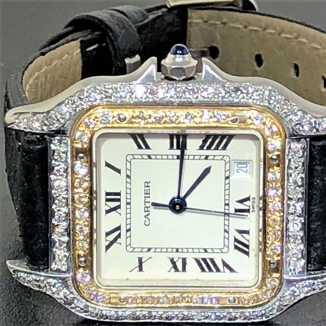 SS PANTHERE UNISEX TWO-TONE MENS MIDSIZE DIAMONDS 18K (1 of 10)