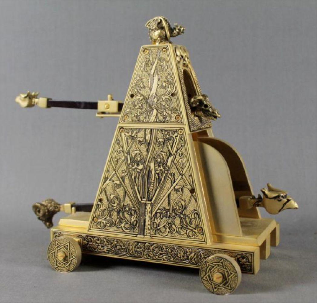 Gilt Bronze Chariot: Gilt Bronze Chariot. Measures H: 7 1/2" W: 6 1/2"
