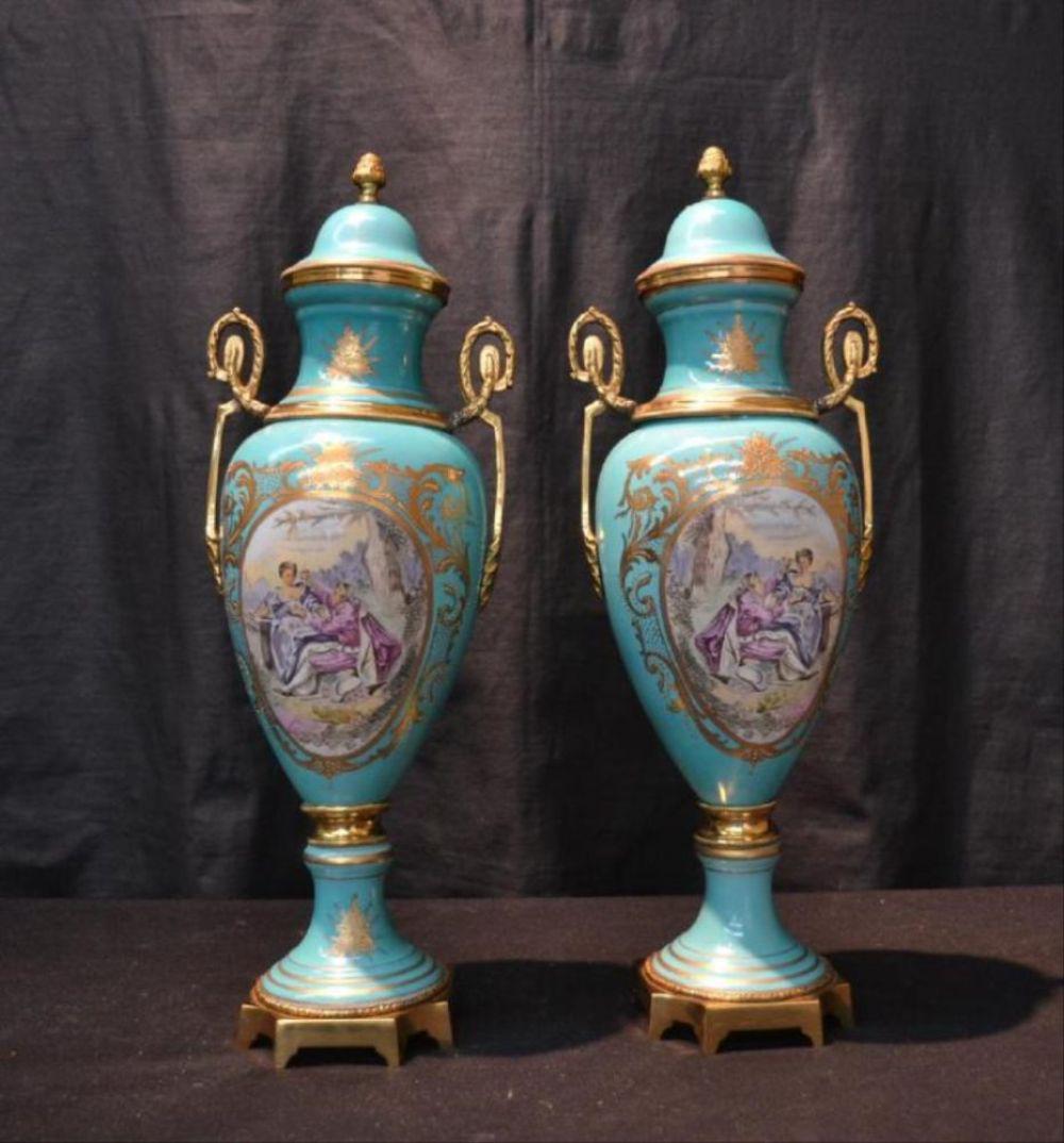 Pair Of Sevres Style Covered Urns (1 of 6)