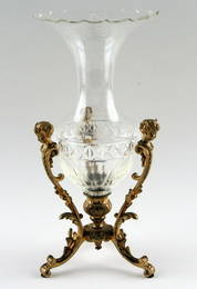 19TH CENTURY GILT BRONZE & CRYSTAL CENTERPIECE