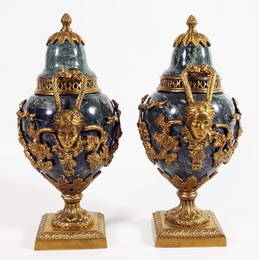 Pair Of Marble And Bronze Garnitures