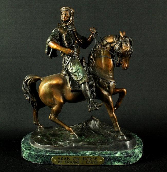ARAB ON HORSE" BRONZE SCULPTURE - BARYE (1 of 6)