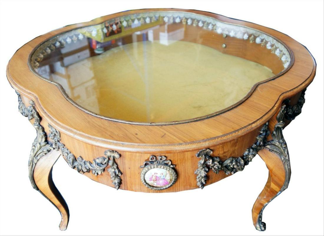 French Glass Top Curio Coffee Table (1 of 6)