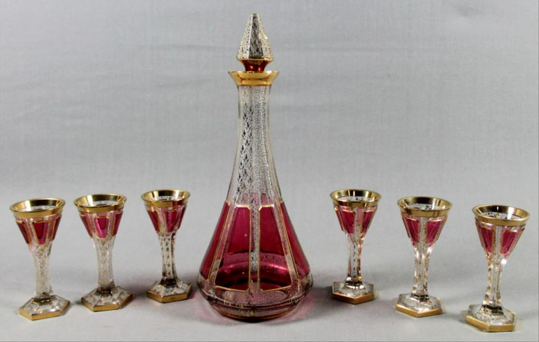 Six Piece Bohemian Glass Drink Set (1 of 4)