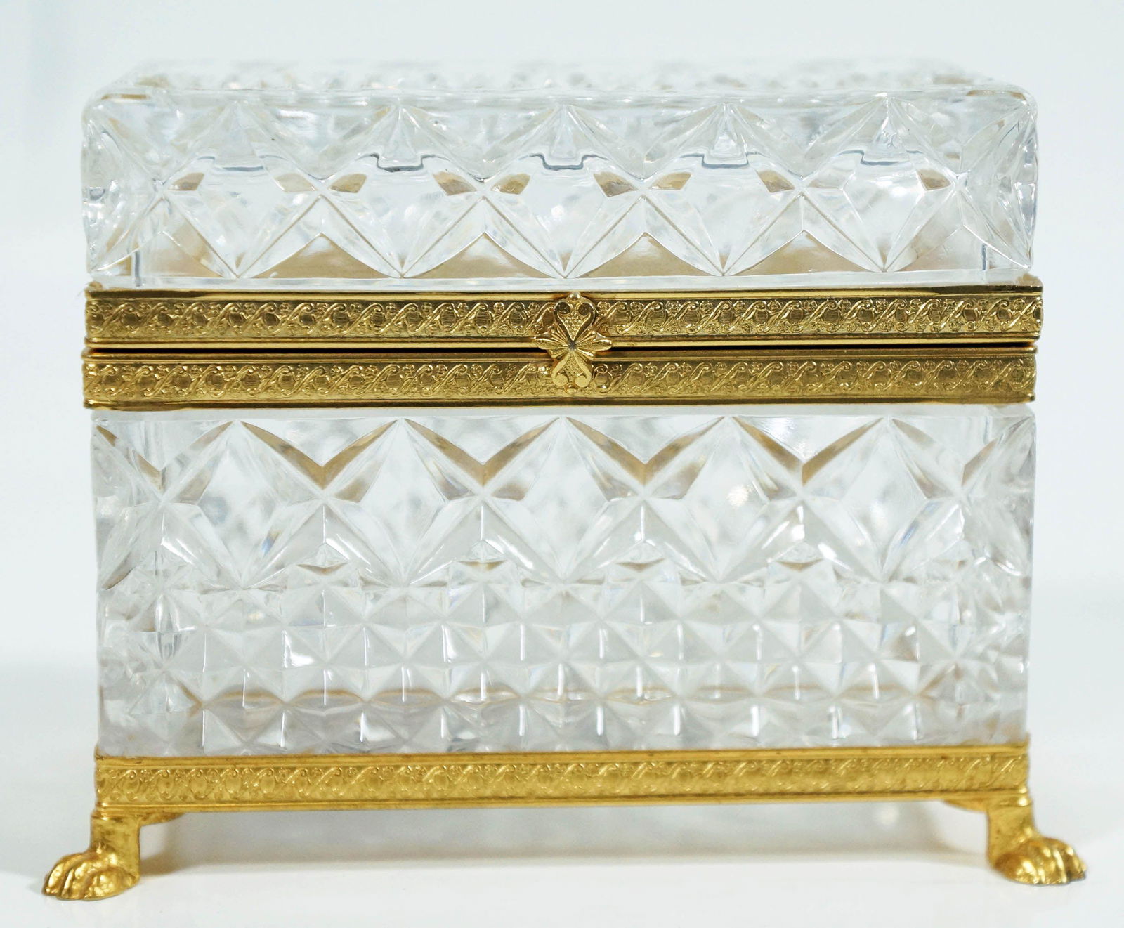 Continental Gilt Metal Mounted Cut Glass Box Late 19Th (1 of 2)