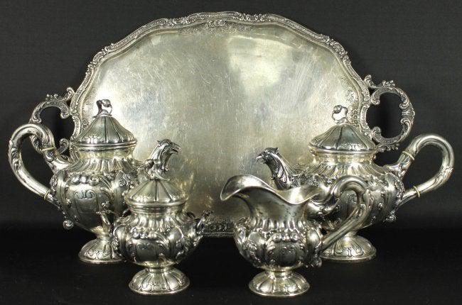 Antique German 800 Silver Tea Set 5 Pc. (1 of 10)