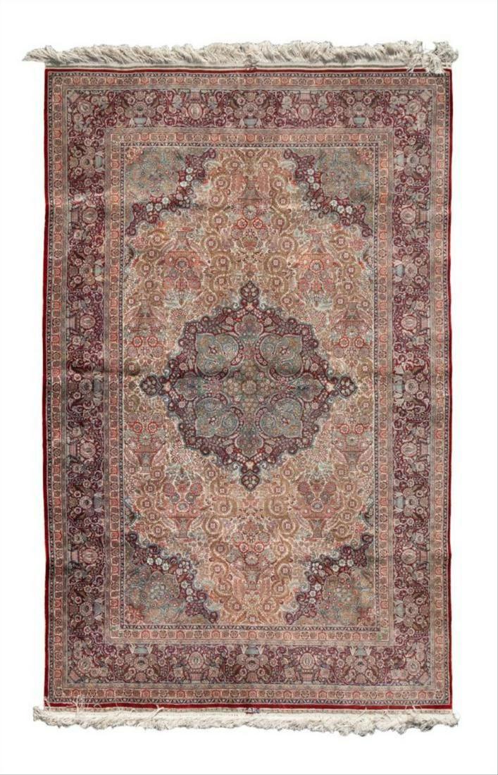 A Kashan Silk Rug 5 Feet 1 Inch X 8 Feet. (1 of 1)
