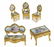A Continental Gilt Metal And Enamel Suite Of Miniature