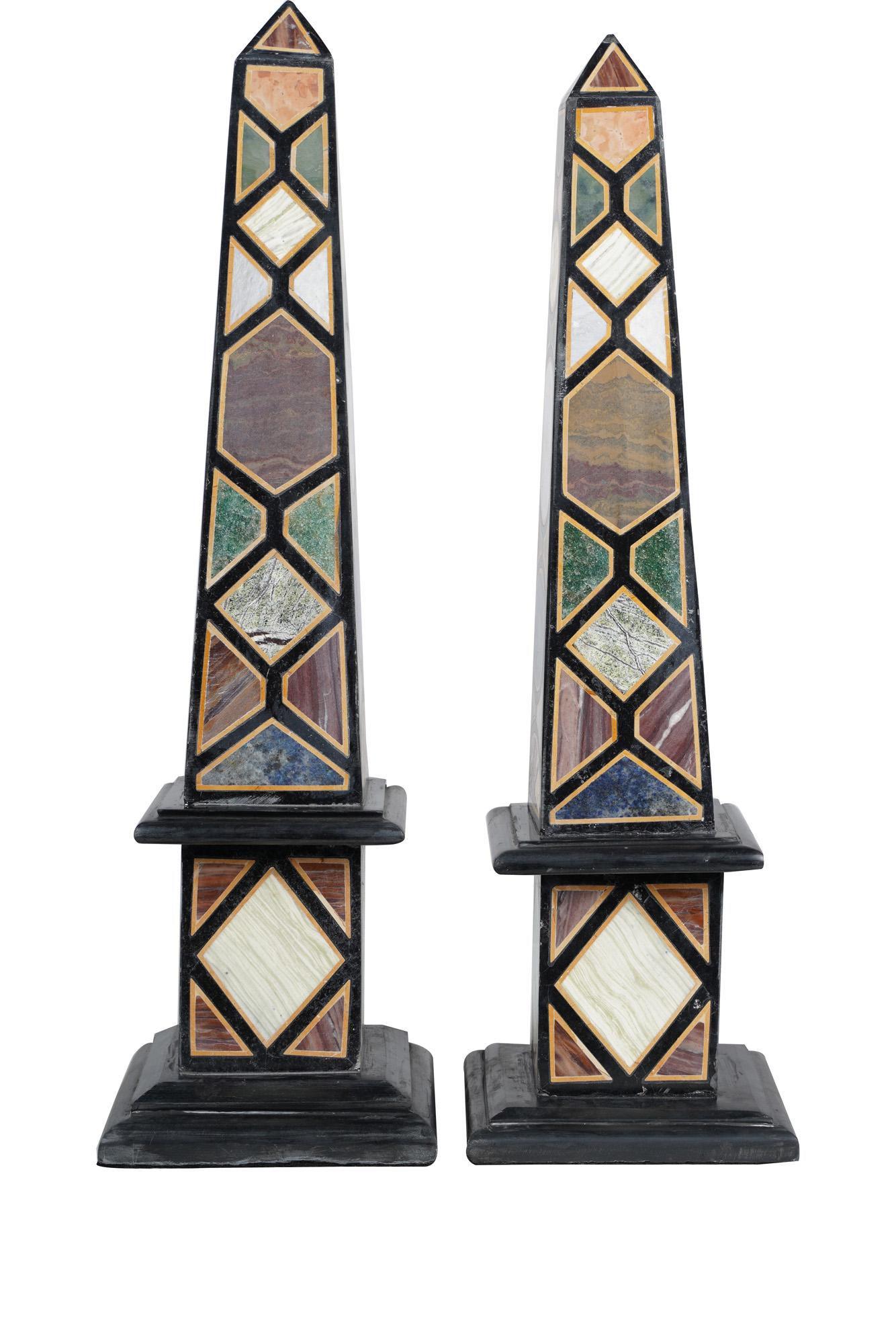 PAIR OF SPECIMEN MARBLE OBELISKS (1 of 7)