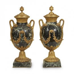 A Pair Of Louis Xvi Style Ormolu Mounted Serpentine