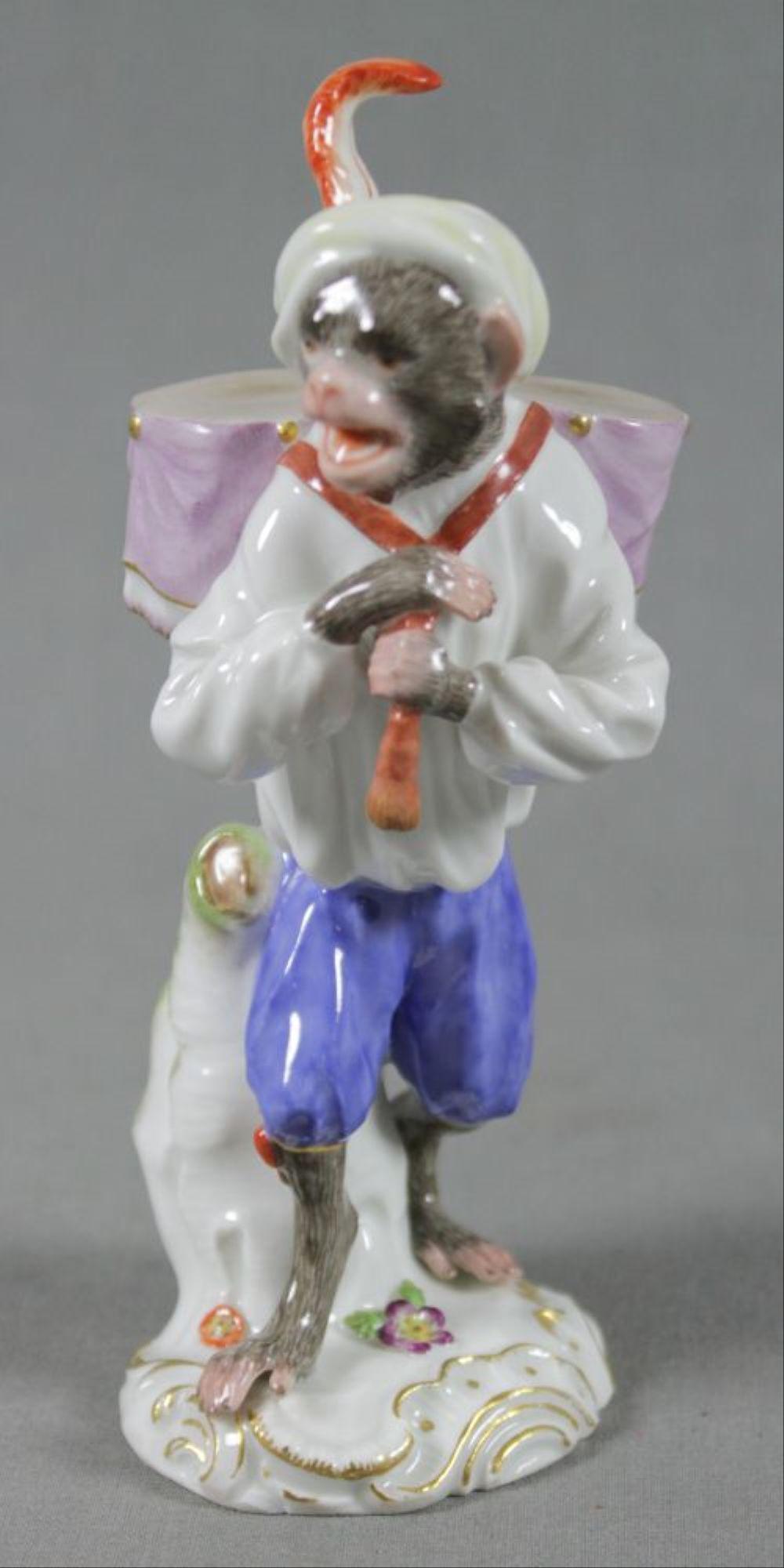 19Th C. Meissen Monkey Band Figure Of Drummer (1 of 5)