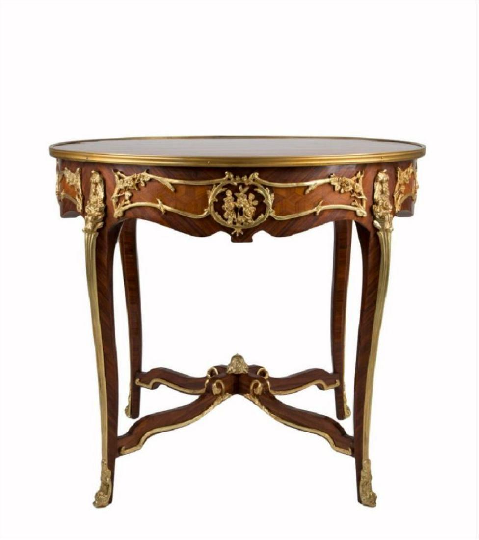 19Th C. Louis Xv Style Round Gilt-Metal Mounted Table (1 of 8)