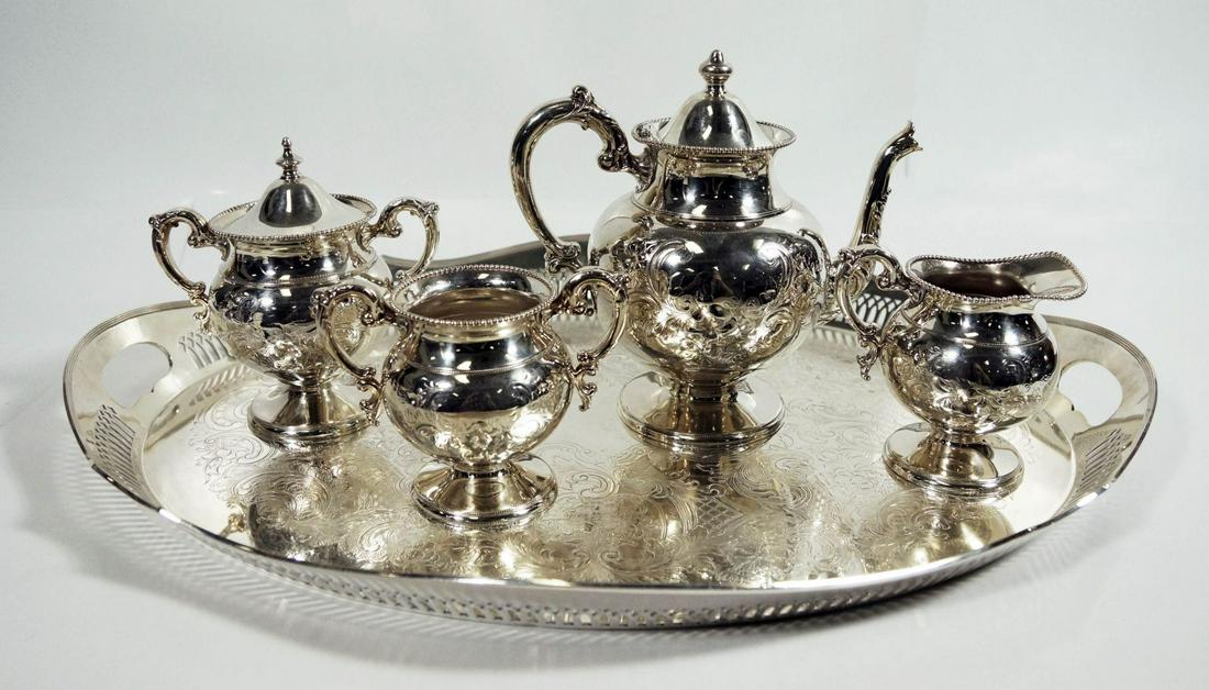 Five-Piece Silverplate Rockford Tea Service (1 of 8)