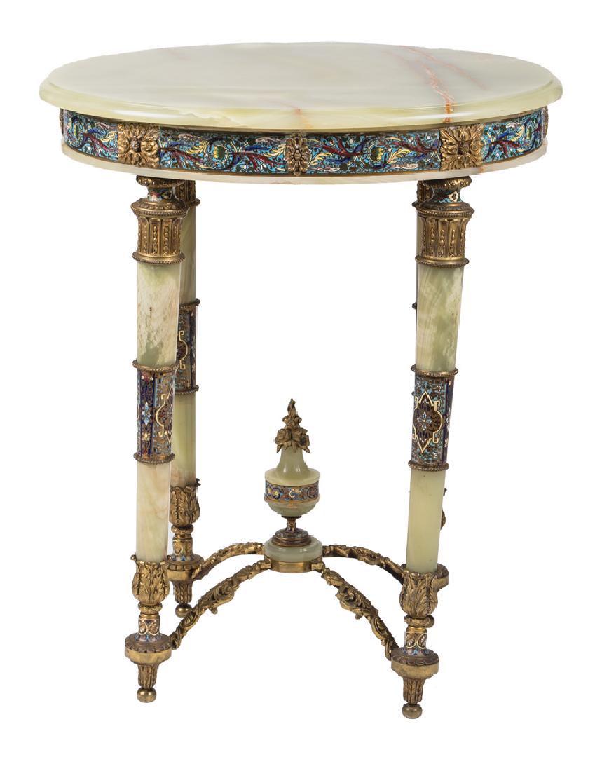 French Bronze-Mounted Onyx & Champleve Occasional Table (1 of 8)