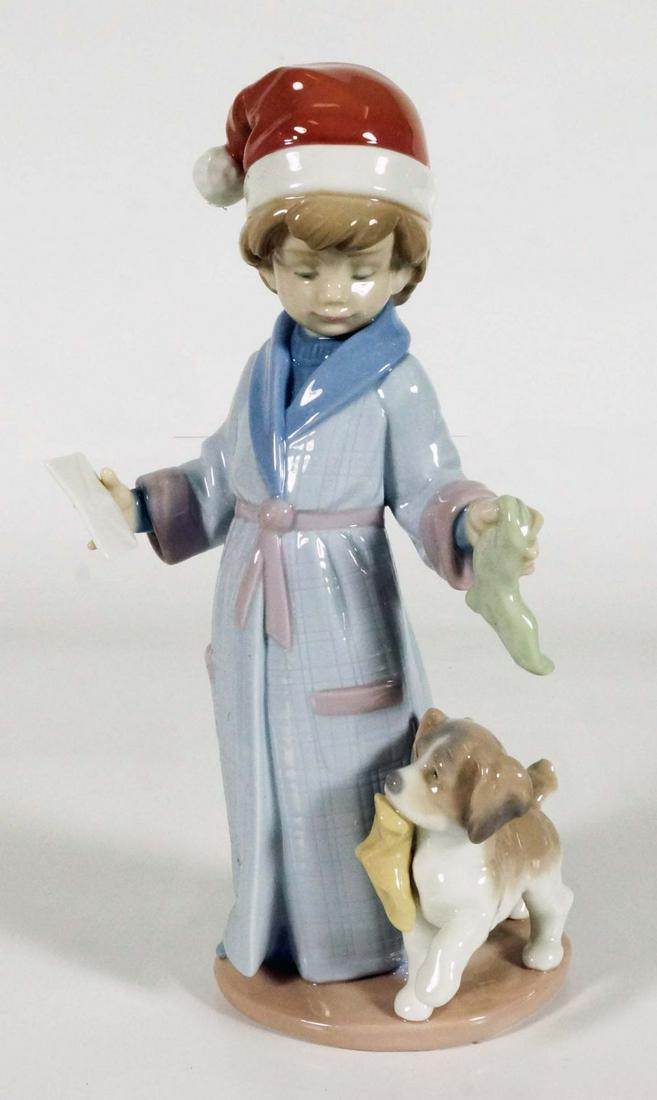 Lladro Dear Santa, Boy With Pup Christmas #6166: 9" H 3.5" W 3" D The Lladro (LladrÃƒÂ³) story began in 1953 when three brothers used their bare hands to create the beginning of a now large scale Spanish porcelain company. Brothers; Juan, Jose, 
