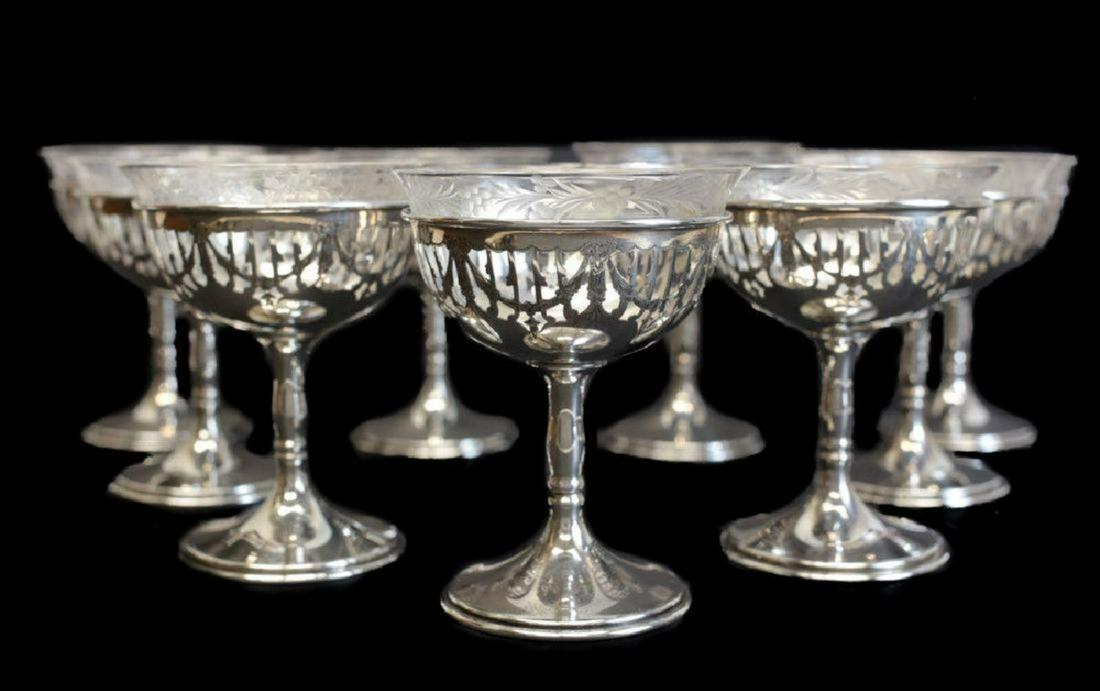 9 Gorham Sterling Silver Glass Lined Compotes (1 of 4)