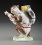 A Meissen Polychromed Porcelain Monkey Teapot, G