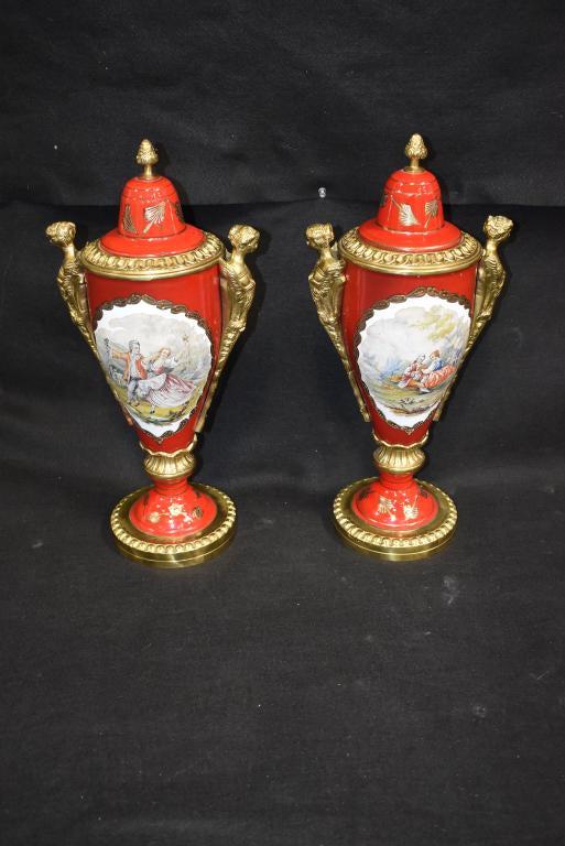 PR. SEVRES STYLE PORCELAIN & BRONZE URNS (1 of 4)