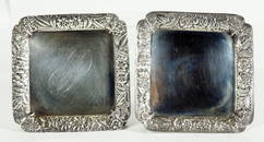 Pair Of Small Square Sterling Dishes