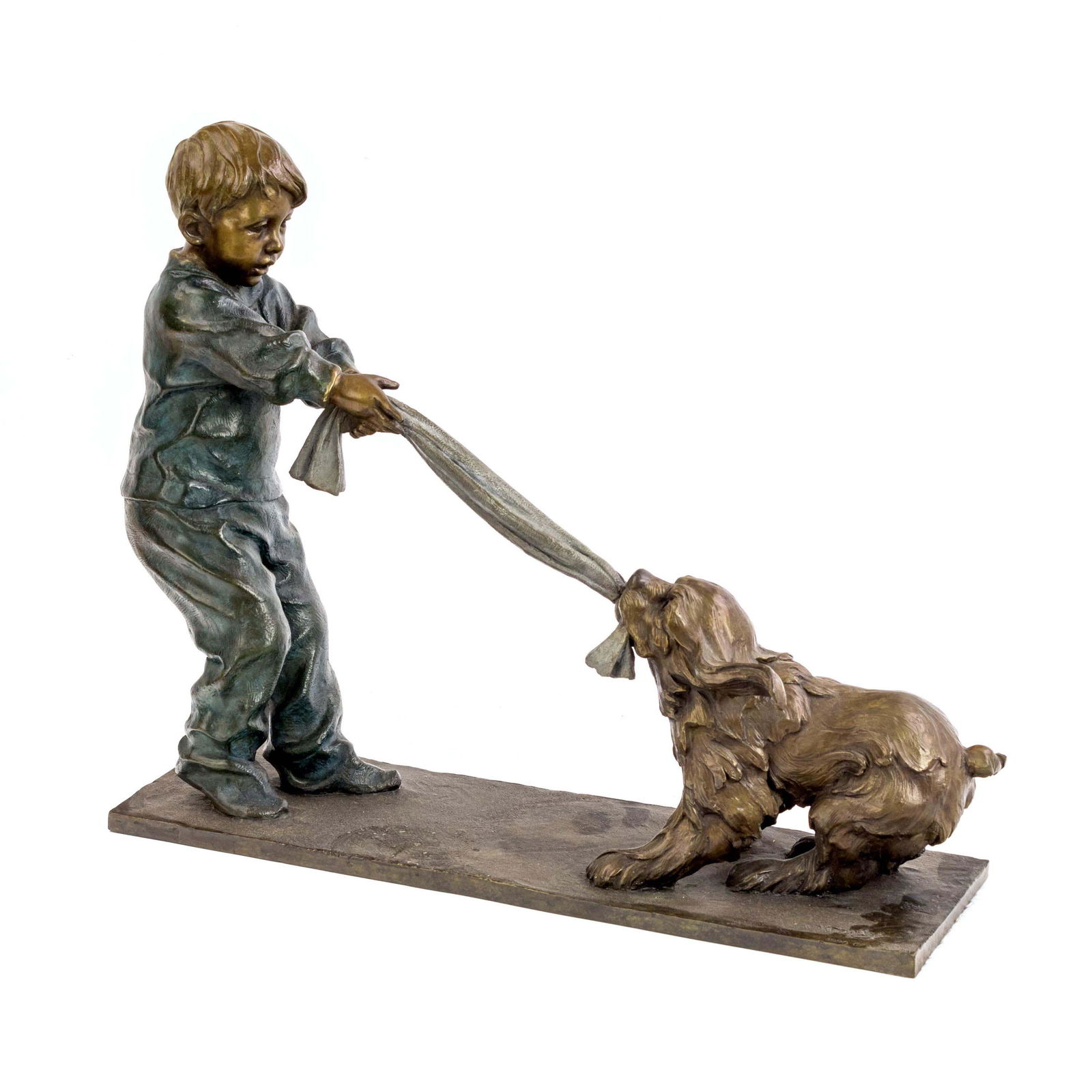 D. Holly Signed Boy And Dog Cast Bronze Sculpture (1 of 6)