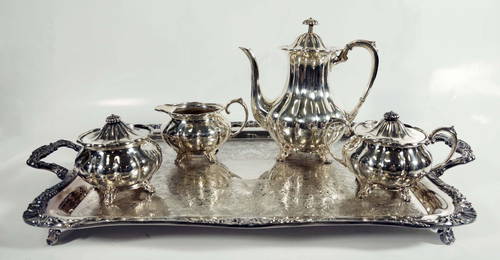 Four Piece Silverplated Sheffield English Teaset With