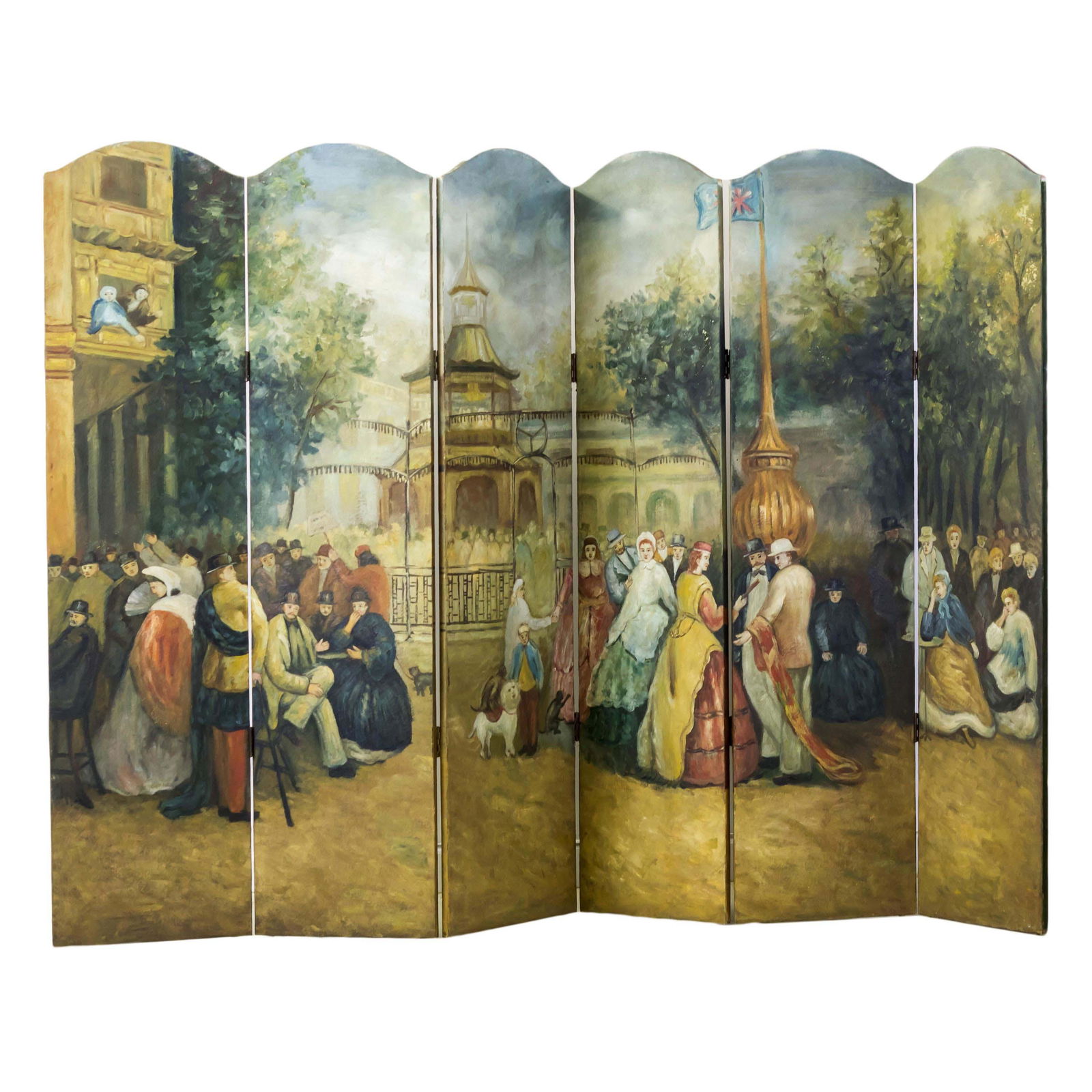 Australian Oil Painting Screen Room Divider 19Th C (1 of 7)