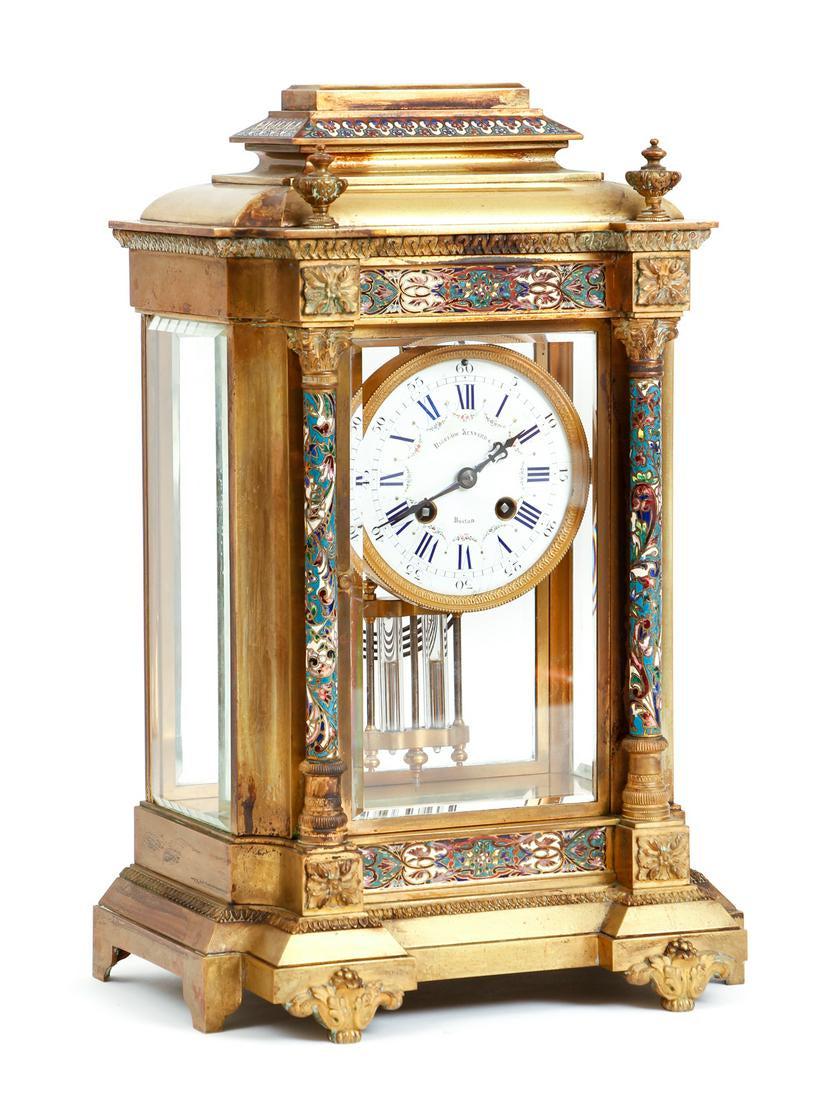 French Champleve Brass Clock Bigelow Kennard (1 of 9)
