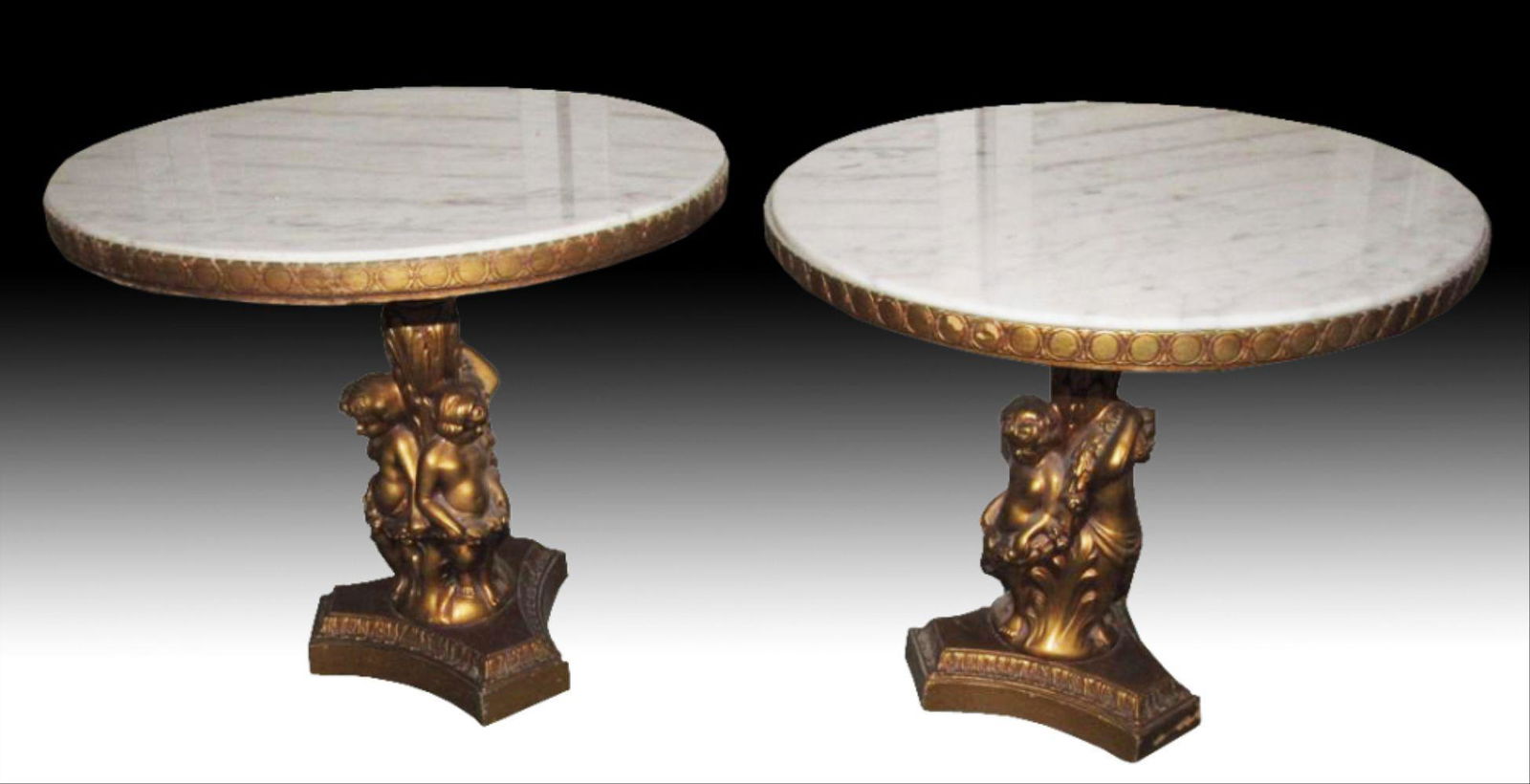 Pair Of Jb Vansciver Marble Top Tables W/ Cherubs (1 of 5)