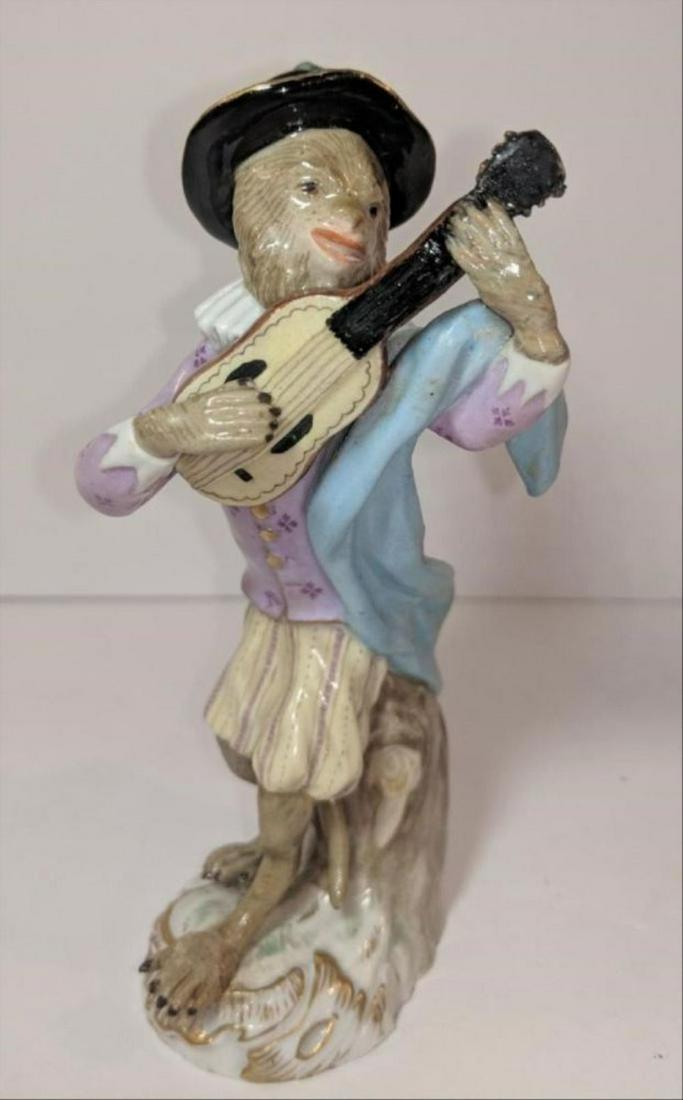 19 Th Century Meissen Porcelain Monkey Band Guitar (1 of 4)