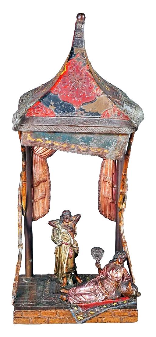 Bergman Style Austrian Cold Painted Lamp (1 of 6)