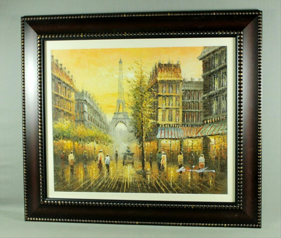 Framed Paris Scene Watercolor Signed (1 of 3)