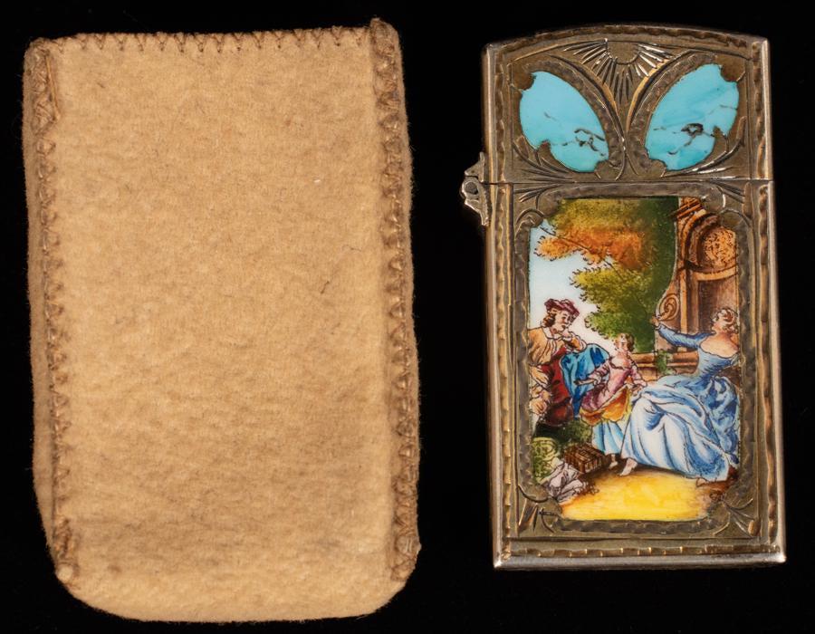 Viennese Silver And Enamel Lighter C 1900 L 2"