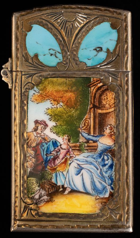 Viennese Silver And Enamel Lighter C 1900 L 2"