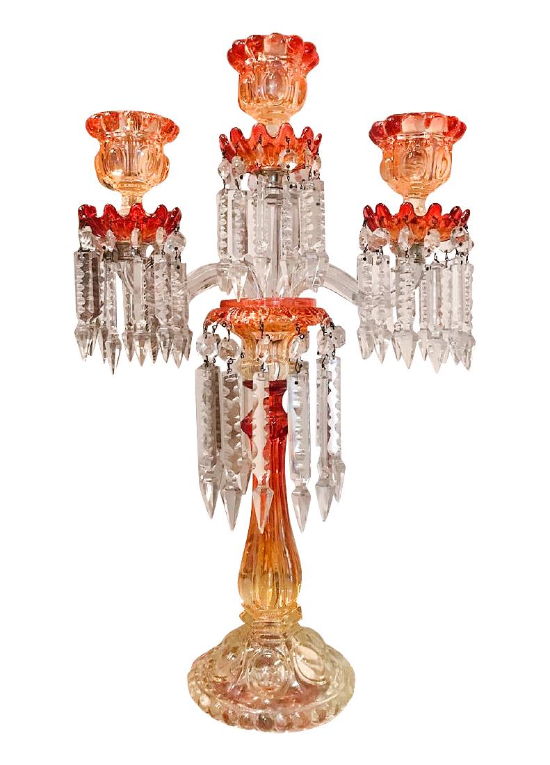 Pair Of 21" Baccarat Rose Tiente Swirl Candelabra (1 of 5)
