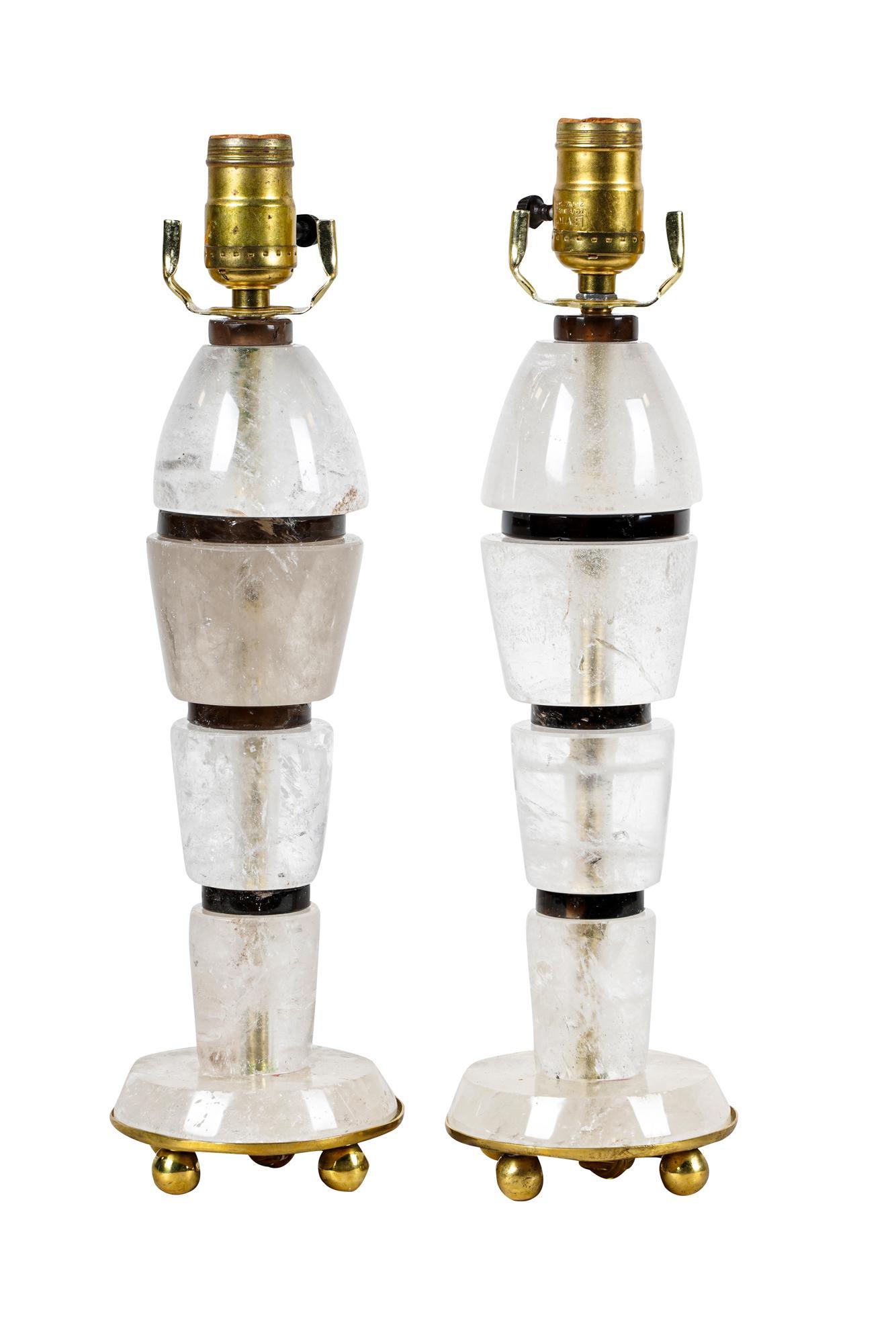 Pair Art Moderne Style Rock Crystal Lamps (1 of 8)