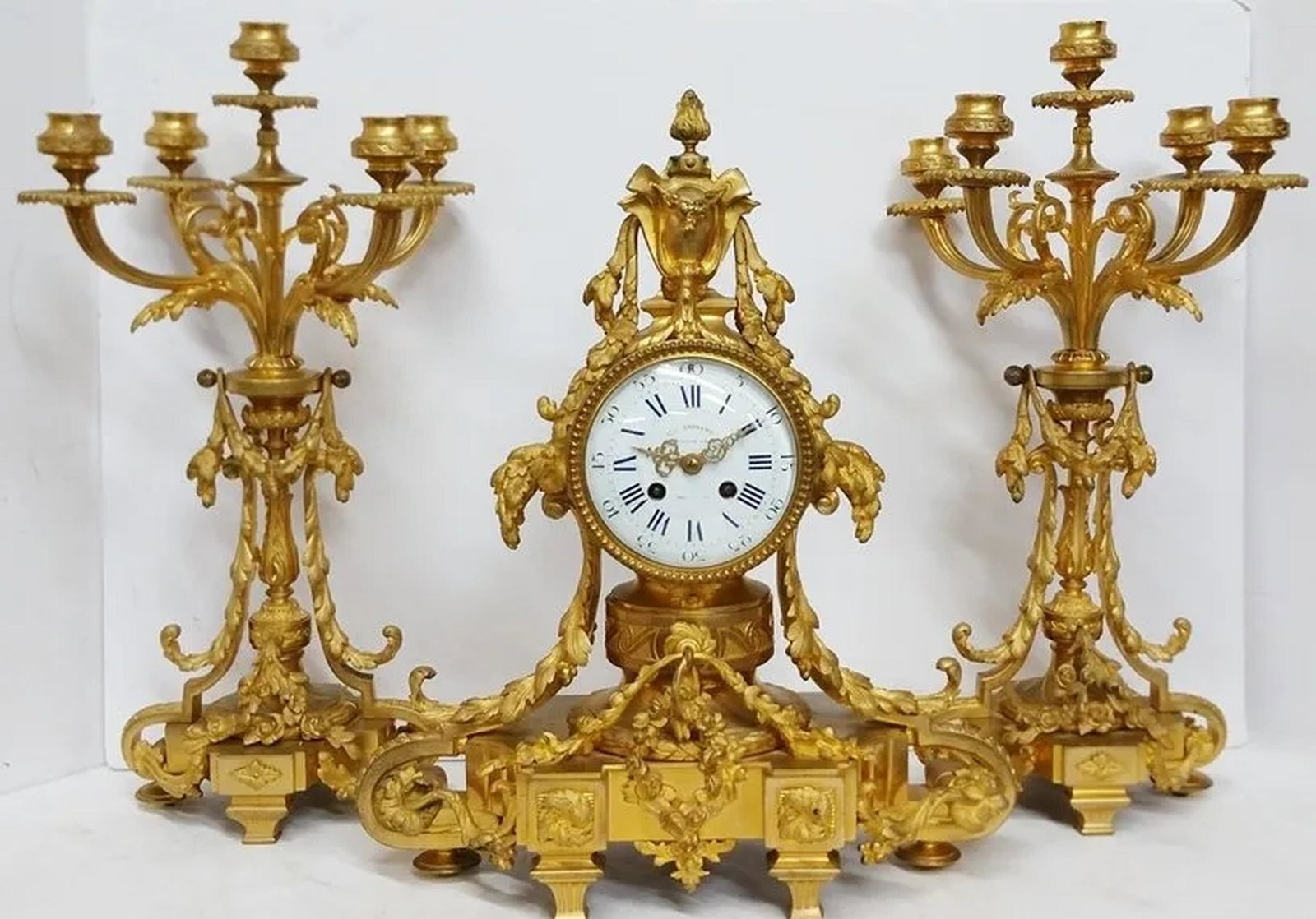 Antique French Gilt Bronze Clock Candelabra Garniture (1 of 10)